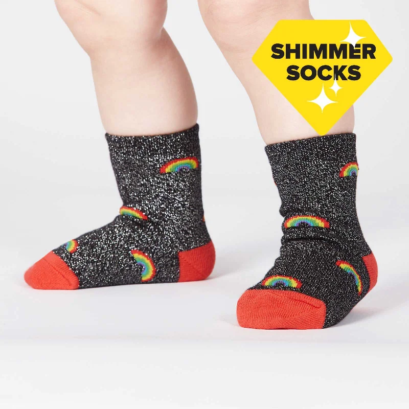 High-Performance Compression Socks-Sock it to Me Glitter Over The Rainbow Toddler Crew Socks