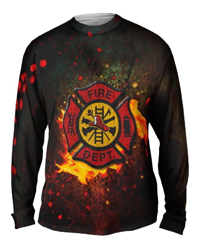 Soft Stretch Long Sleeve Shirt-Emblem Fire