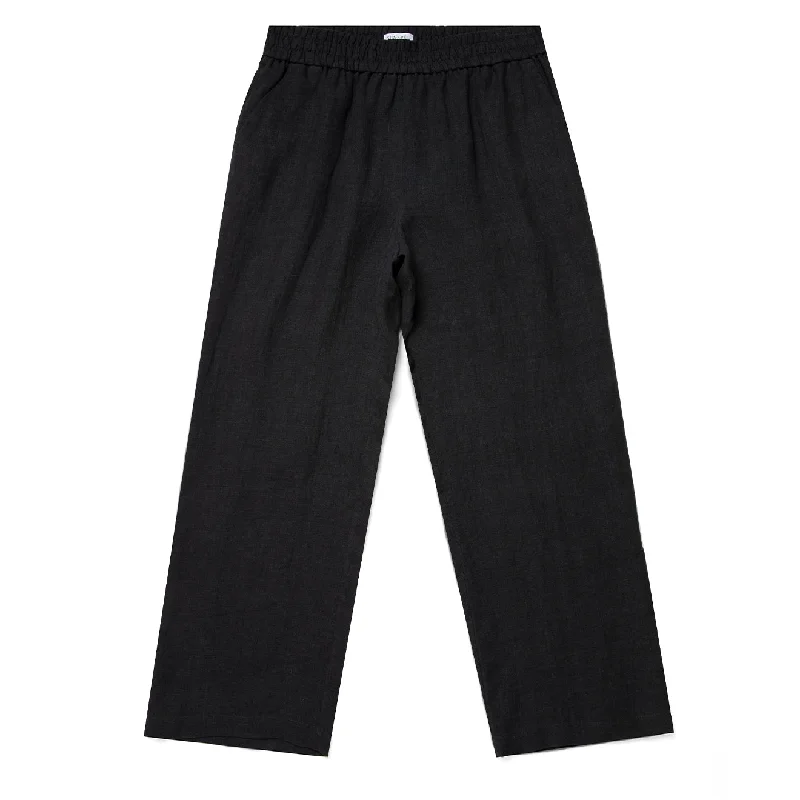 Casual Outdoor Pants-Sunspel Womens Drawstring Wide Leg Trouser Black