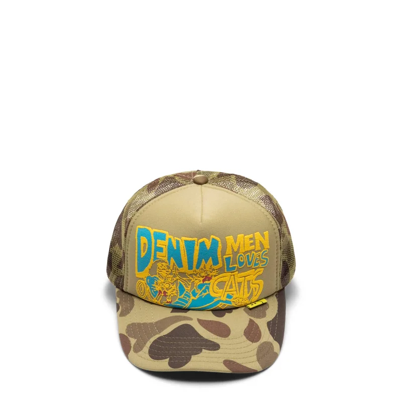 Custom Printed Hat-CAMO DENIM MEN LOVES CATS TRUCKER HAT