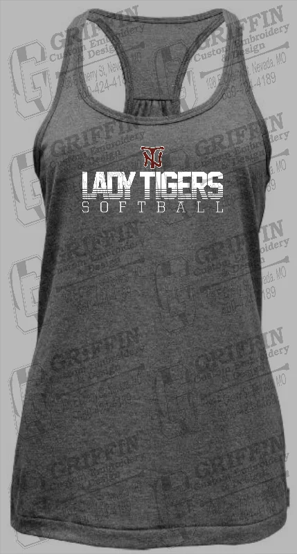 Bold Text T-shirt-Womens Tri-Blend Tank Top - Softball - Nevada Tigers 25-L