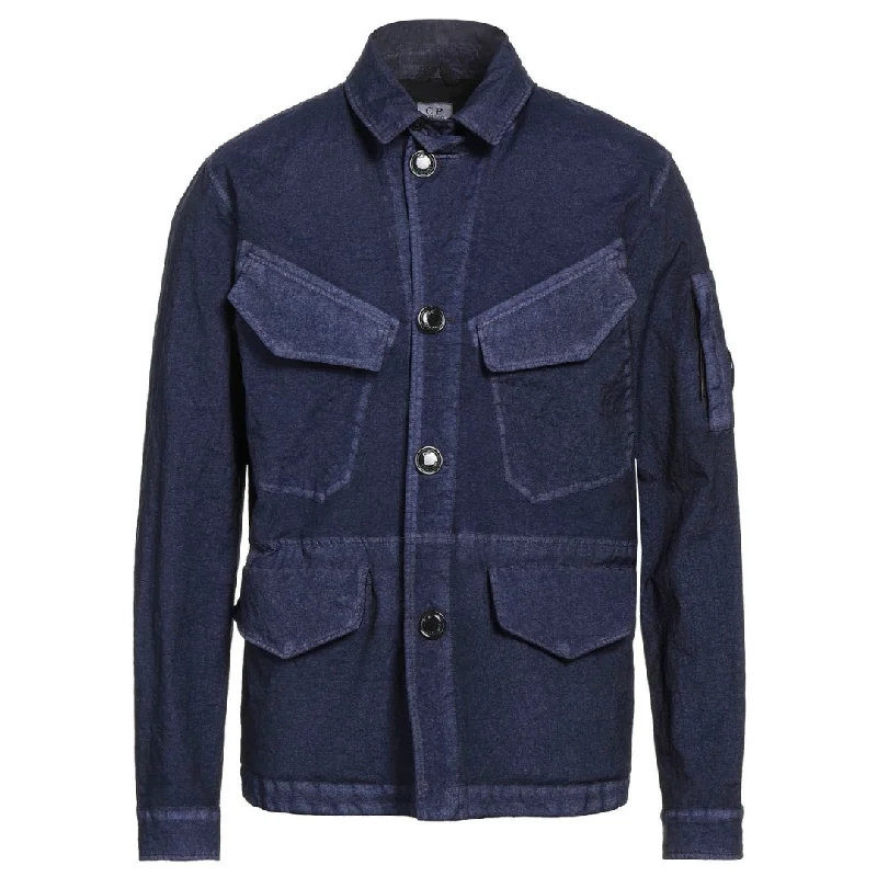 Reflective Running Jacket-C P Company Button Up Navy Blue Jacket