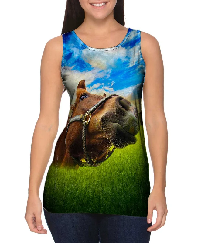 Fun Graphic Design Tank-Closeup Horse