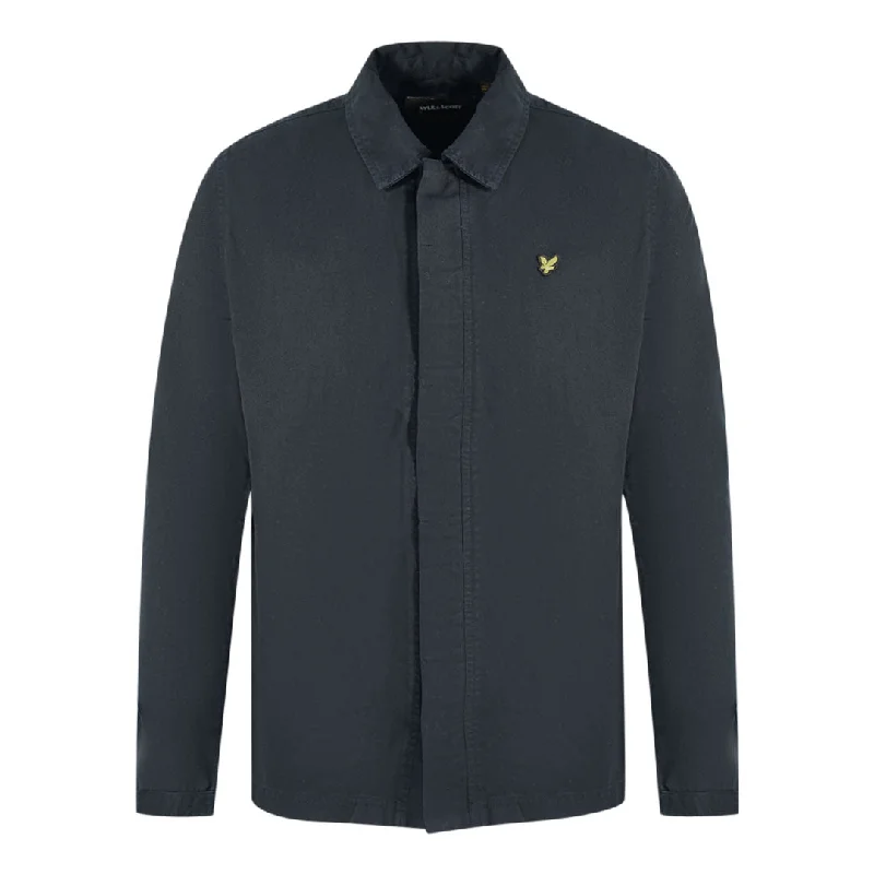 Classic Denim Jacket-Lyle & Scott Washed Drill Black Overshirt Jacket