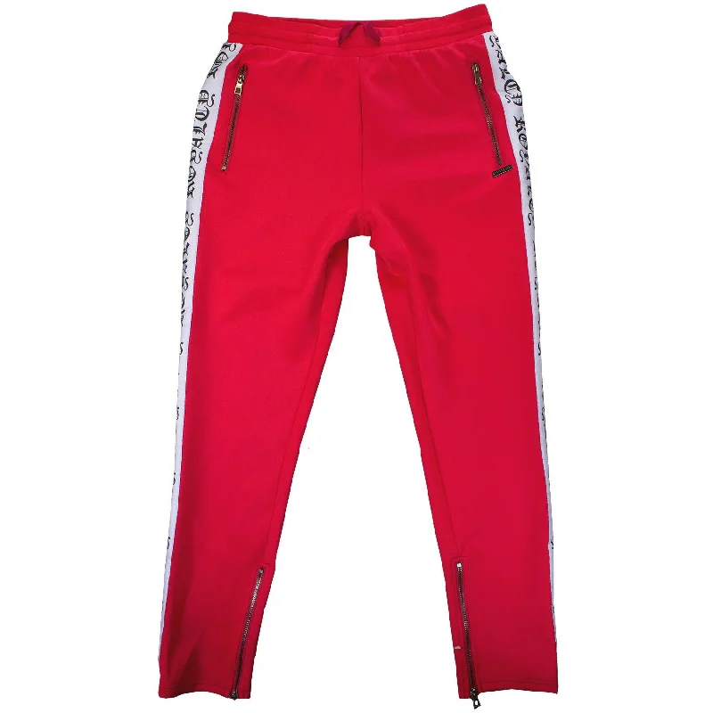 Fun Print Jogger Pants-M2799 Makobi Royalty Track Pants - Red/White