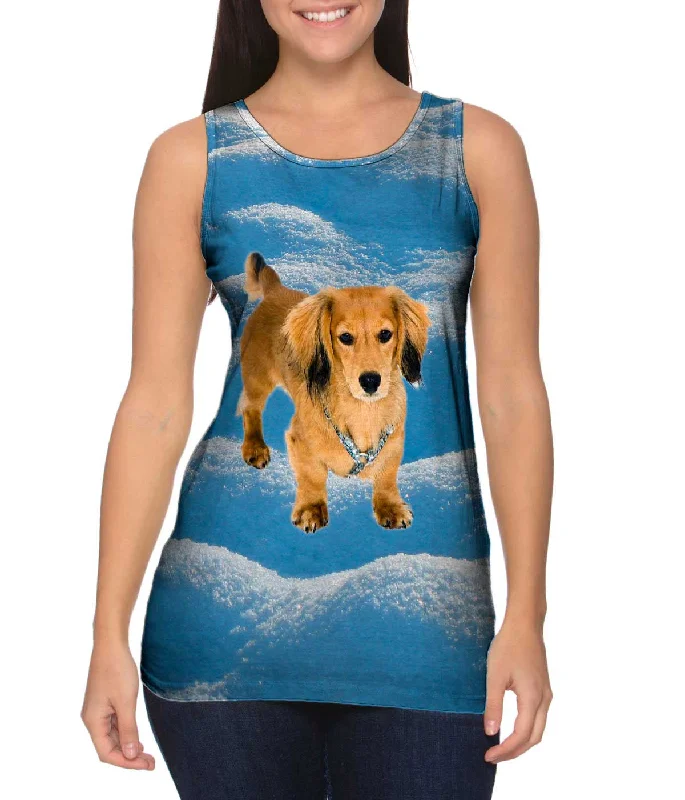 Custom Team Tank Top-Dachshund Snow Play