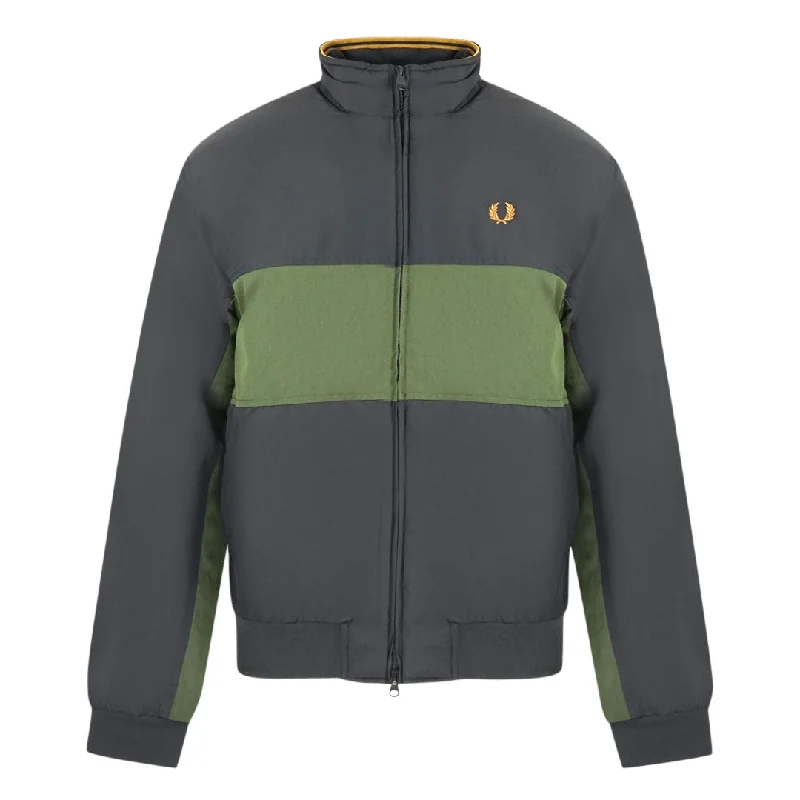 Custom Logo Bomber Jacket-Fred Perry J2576 102 Panel Block Black Jacket