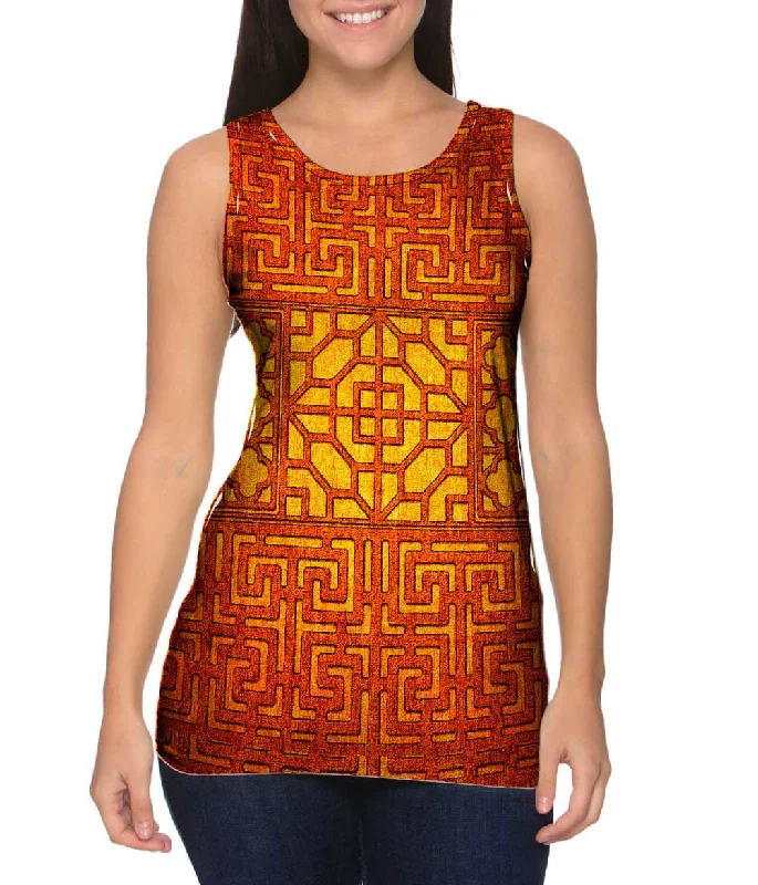 Breathable Yoga Tank Top-Eastern Tapestry Orange