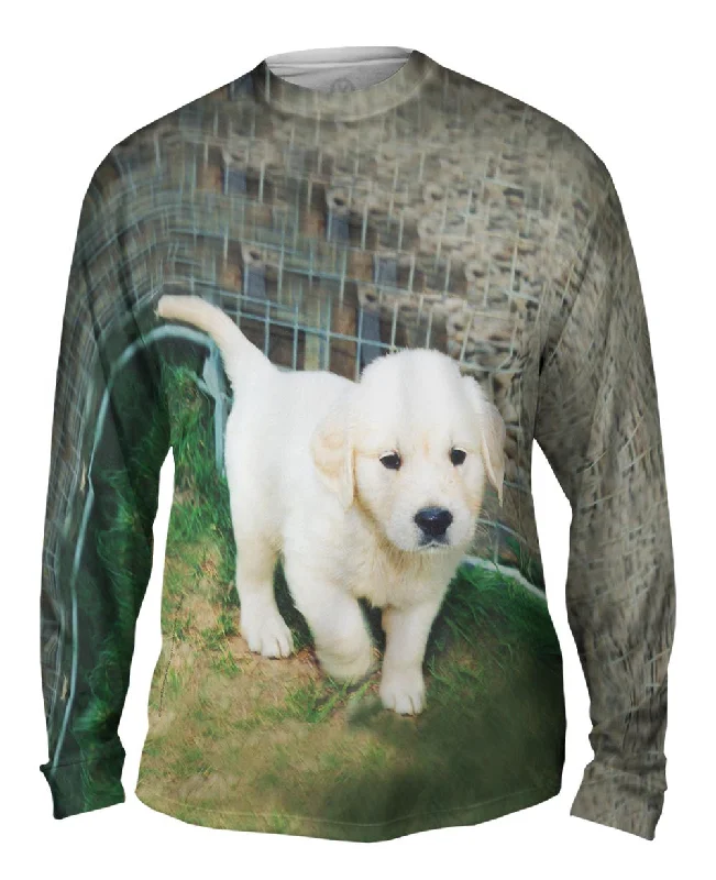 Relaxed Fit Long Sleeve Top-Golden Lab Puppy Toro