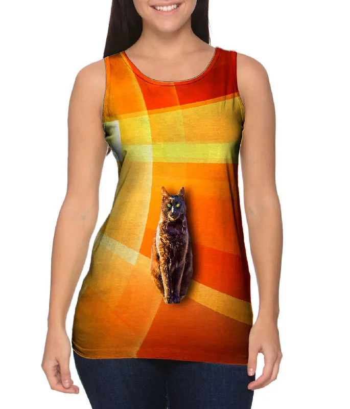 Personalized Name Tank-Cat Orange Background