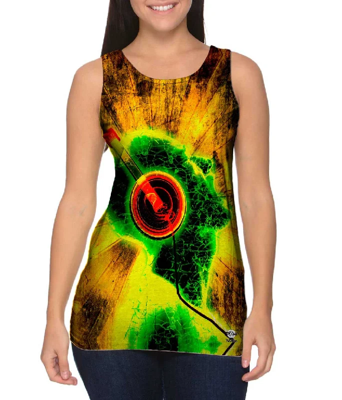 Fun Print Tank Top-Edm Blazing Music Yellow