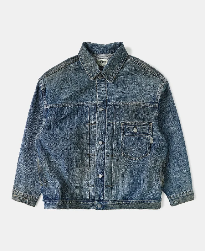 Layered Winter Jacket-Type 1 Washed Denim Jacket - Repaired Edition