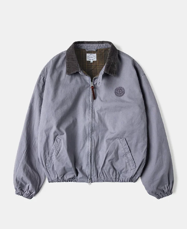 Trendy Zip Hoodie Jacket-Flannel Lined Twill Harrington Jacket - Faded Violet